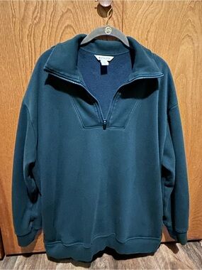 Athleta Women’s Dark Green Quarter-Zip Fleece Pullover Sweatshirt Size XL